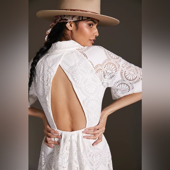 Maeve Anthropologie Eyelet Midi Dress Size 14 - Picture 5 of 15